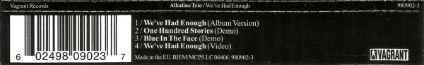 Alkaline Trio : We've Had Enough (CD, Single, Enh)