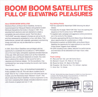 Boom Boom Satellites : Full Of Elevating Pleasures (CD, Album, Promo)