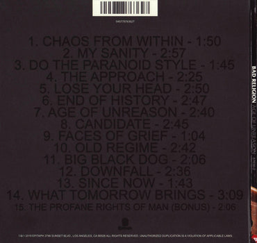 Bad Religion : Age Of Unreason (CD, Album)