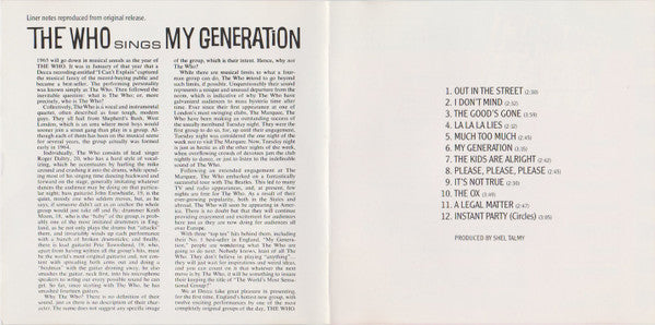 The Who : The Who Sings My Generation (CD, Album, RE)