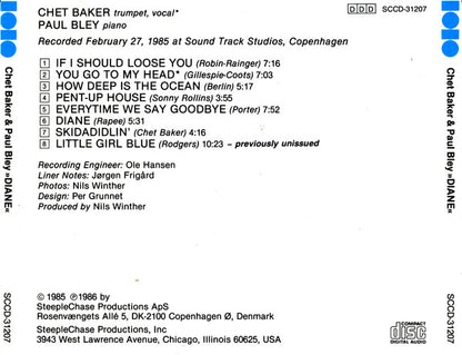 Chet Baker & Paul Bley : Diane (CD, Album)