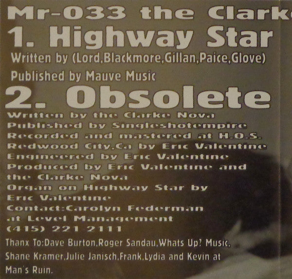 The Clarke Nova : Highway Star (7", Single, Cle)