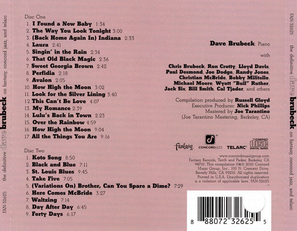 Dave Brubeck : The Definitive Dave Brubeck On Fantasy, Concord Jazz, And Telarc (2xCD)