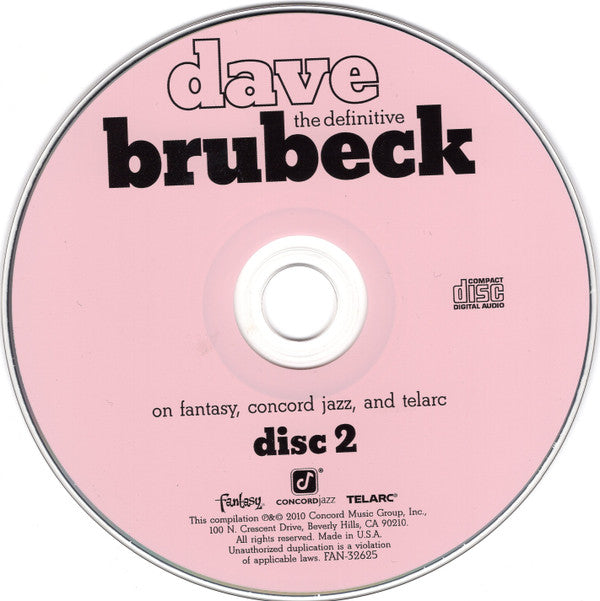 Dave Brubeck : The Definitive Dave Brubeck On Fantasy, Concord Jazz, And Telarc (2xCD)
