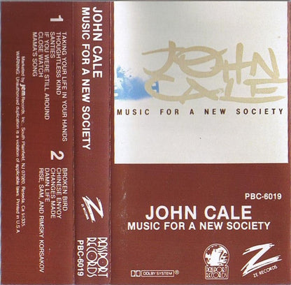 John Cale : Music For A New Society (Cass, Album, Cle)