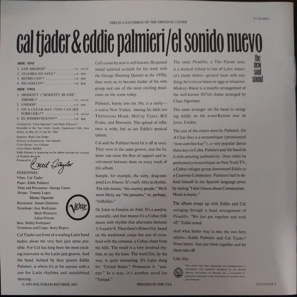Cal Tjader & Eddie Palmieri : El Sonido Nuevo (CD, Album, RE)