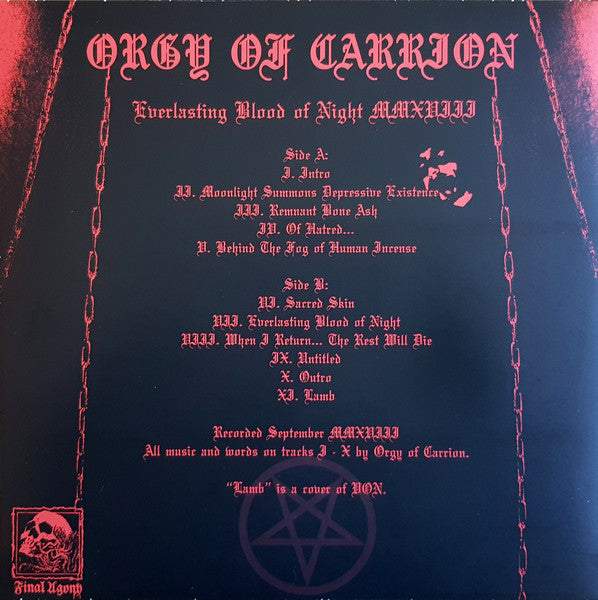 Orgy Of Carrion : Everlasting Blood Of Night MMXVIII (LP, Album, RE)