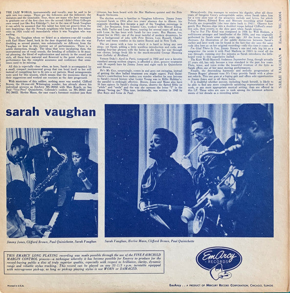 Sarah Vaughan : Sarah Vaughan (LP, Album, Mono)