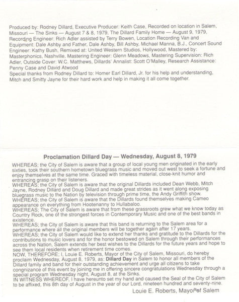 Dillards* : Homecoming And Family Reunion (Cass, Dol)