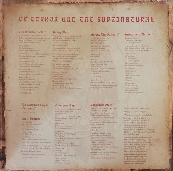 Temple Of Void : Of Terror And The Supernatural (LP, Yel + LP, Ora + Album, Ltd, RE)