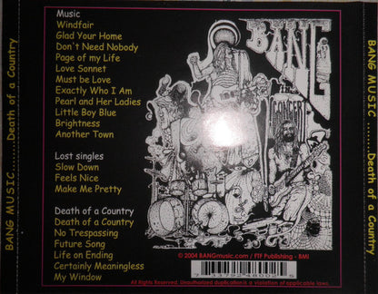 Bang (12) : Bang Music............Death Of A Country (CD, Album, Comp, S/Edition)