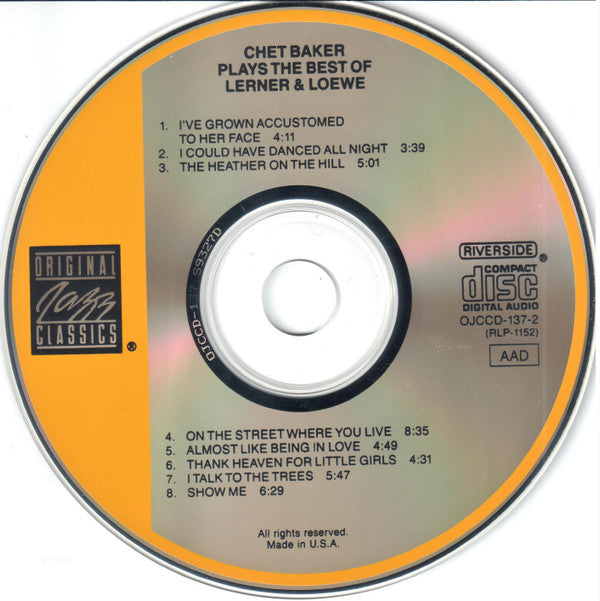 Chet Baker : Plays The Best Of Lerner & Loewe (CD, Album, RE, RM)