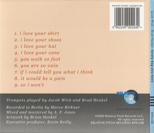 Brad Henkel / Jacob Wick : Lovely Bag You Have (CD, Album)