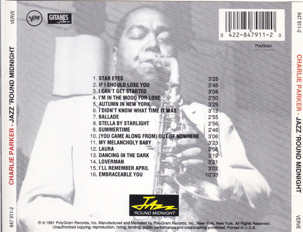 Charlie Parker : Jazz 'Round Midnight (CD, Comp, RM)