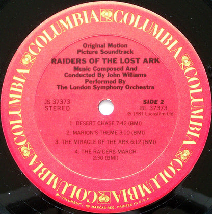 John Williams (4) : Raiders Of The Lost Ark (Original Motion Picture Soundtrack) (LP, Album, Pit)