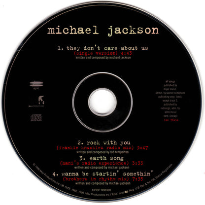 Michael Jackson : They Don't Care About Us (CD, Single, Enh)