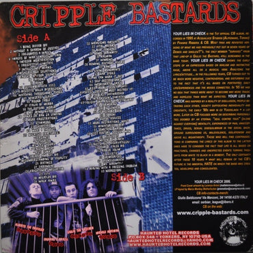 Cripple Bastards : Your Lies In Check (LP, Album, RE, Yel)