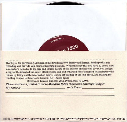 Meridian 1520 : The Sonorous Envelope / Hypercube (7", Advance, Single)