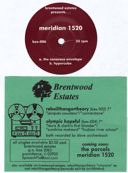 Meridian 1520 : The Sonorous Envelope / Hypercube (7", Advance, Single)