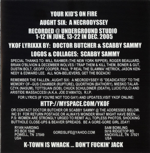Your Kid's On Fire : Aught Six: A Necrodyssey (CD, Album)