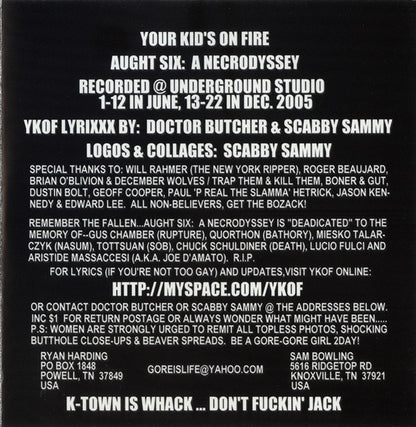 Your Kid's On Fire : Aught Six: A Necrodyssey (CD, Album)