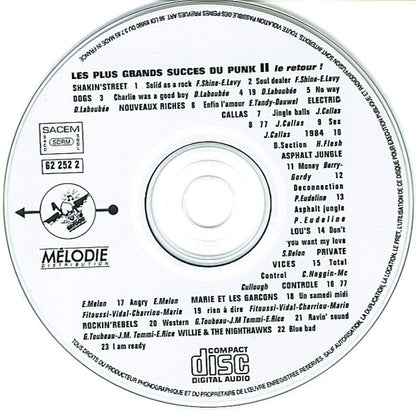 Various : Les Plus Grand Succès Du Punk II - "Le Retour!" (CD, Comp)