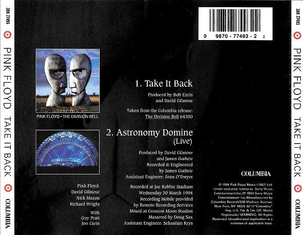 Pink Floyd : Take It Back (CD, Single)
