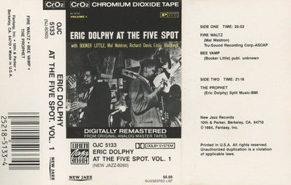 Eric Dolphy : At The Five Spot. Vol. 1 (Cass, Album, RE, RM)