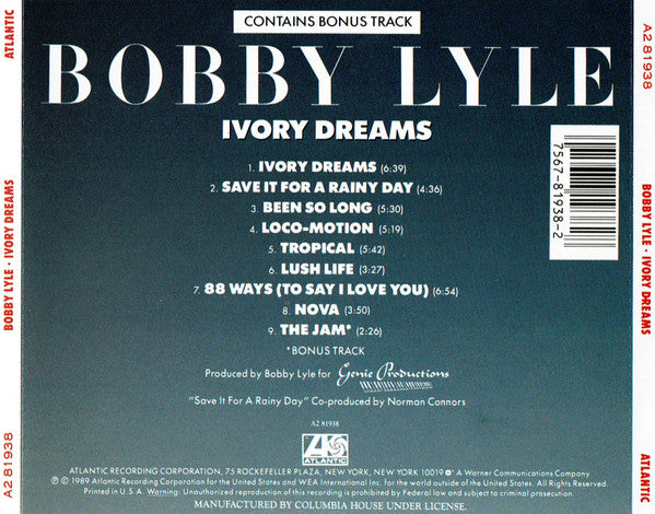 Bobby Lyle : Ivory Dreams (CD, Album, Club)