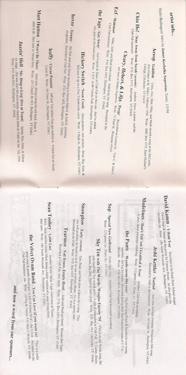 Various : Sounds Around Burlington - A Low-Fi Burlington, VT Compilation (CD, Comp)