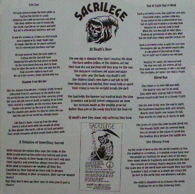 Sacrilege : Behind The Realms Of Madness (LP, Album, RE, RM, Whi)