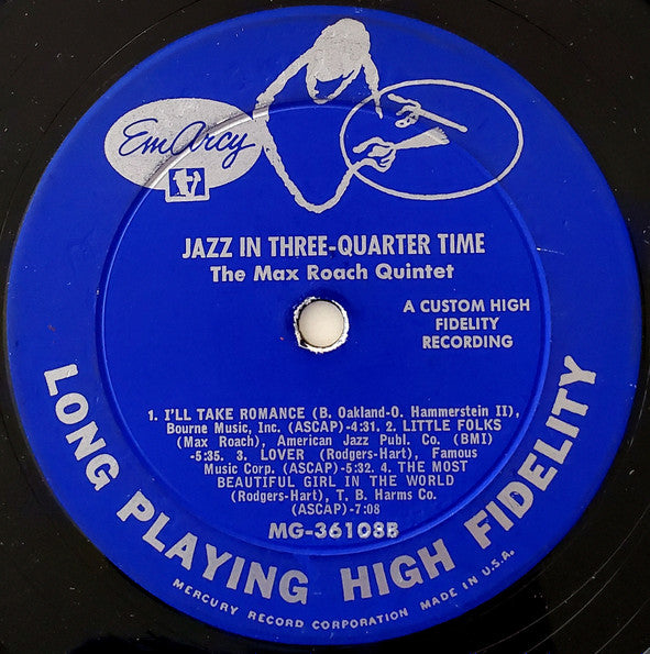 Max Roach : Jazz In 3/4 Time (LP, Album, Mono)