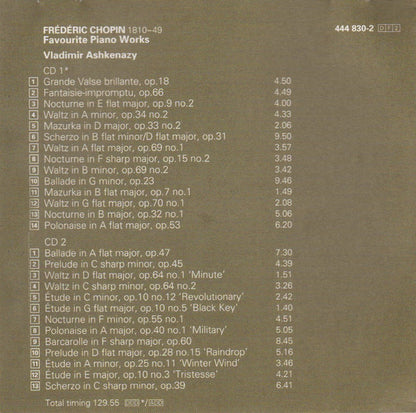 Frédéric Chopin / Vladimir Ashkenazy : Favourite Piano Works (2xCD, Comp, RE, RM, UML)