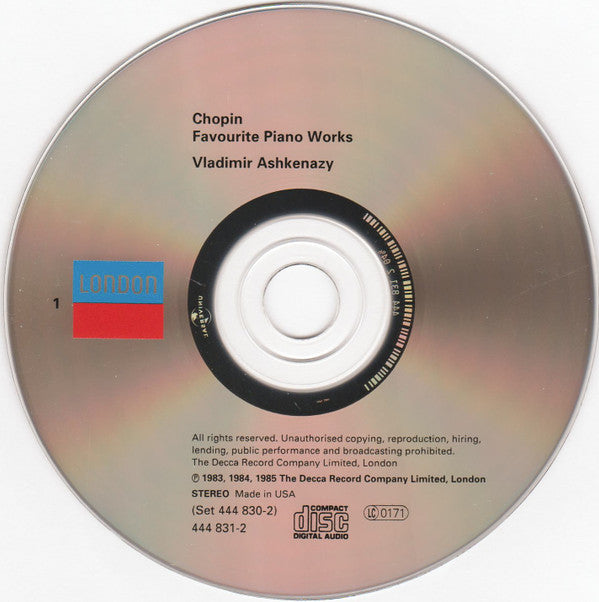 Frédéric Chopin / Vladimir Ashkenazy : Favourite Piano Works (2xCD, Comp, RE, RM, UML)
