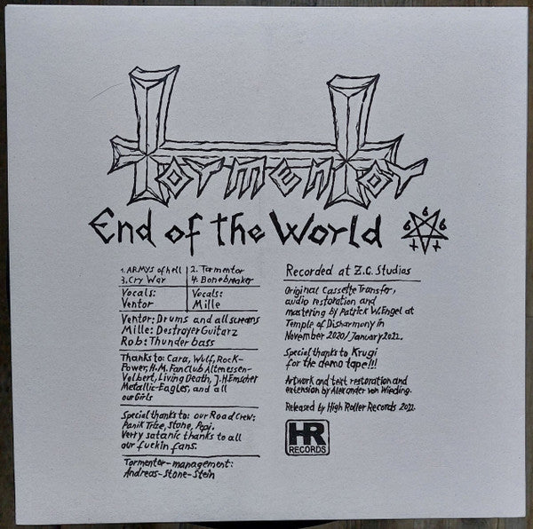 Tormentor (8) : End Of The World (12", MiniAlbum, Ltd, RE, RP, Cle)