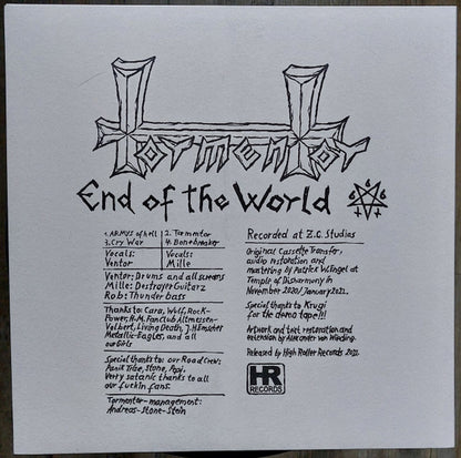 Tormentor (8) : End Of The World (12", MiniAlbum, Ltd, RE, RP, Cle)