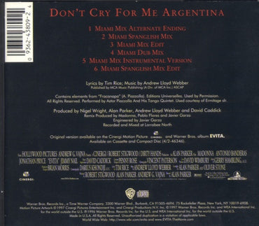 Madonna : Don't Cry For Me Argentina (CD, Maxi, Oly)