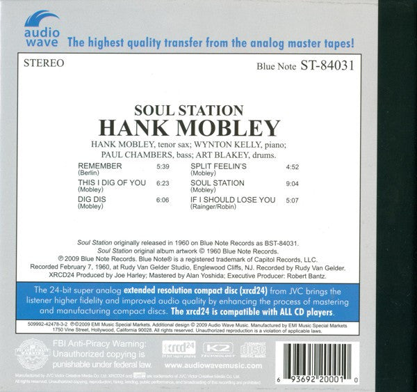Hank Mobley : Soul Station (XRCD, Album, RE)