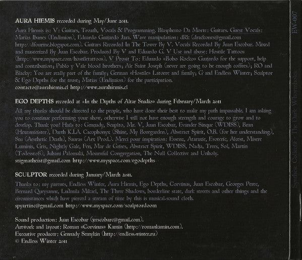 Aura Hiemis / Ego Depths / Sculptor : Synthèse Collectif — The Dark Whormholes (CD, Ltd, Spl)
