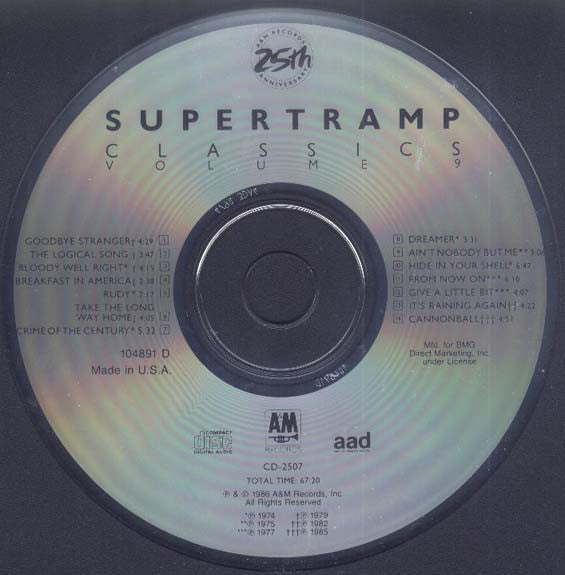 Supertramp : Classics Volume 9 (CD, Comp, Club, RE, BMG)