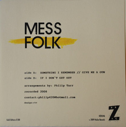 Mess Folk : Something I Remember (7", Gol)