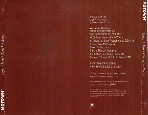 Boyz II Men : A Song For Mama (CD, Single)