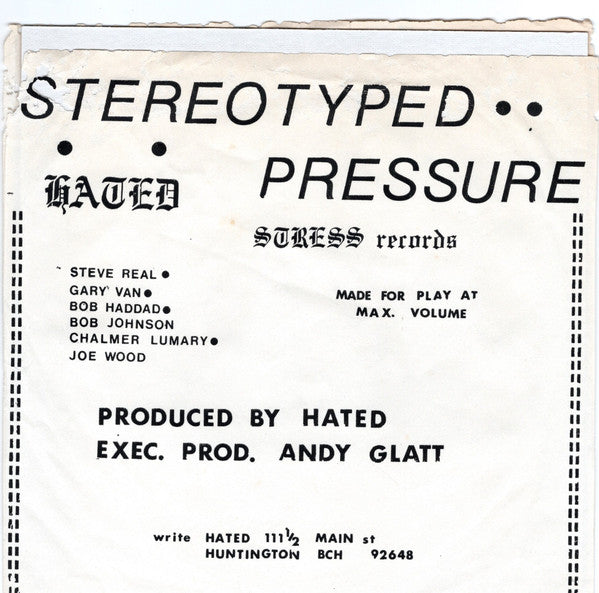 Hated : Pressure / Stereotyped (7")
