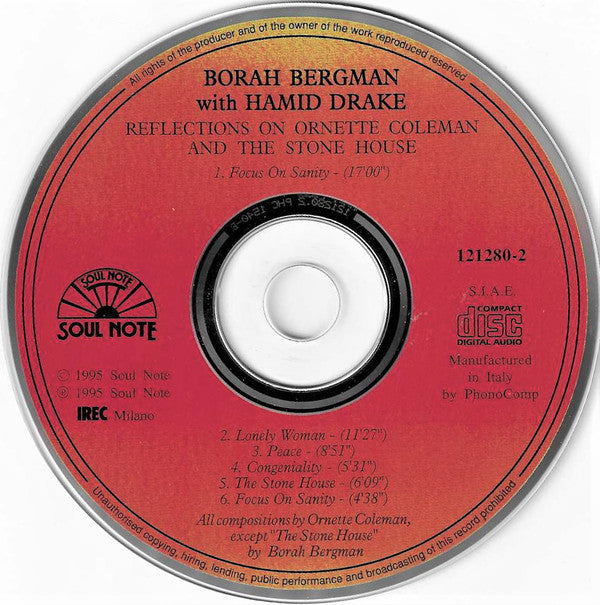 Borah Bergman With Hamid Drake : Reflections On Ornette Coleman And The Stone House (CD, Album)