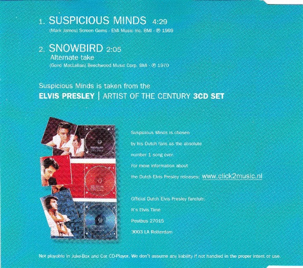 Elvis Presley : Suspicious Minds (CD, Shape, Maxi, Ltd, CD3)