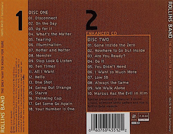 Rollins Band : The Only Way To Know For Sure (CD + CD, Enh)