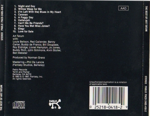 Art Tatum : The Best Of Art Tatum (CD, Comp)