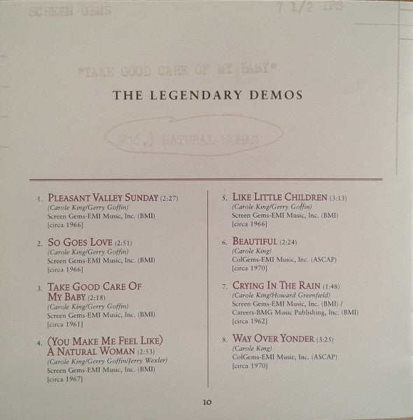 Carole King : The Legendary Demos (CD, Album)