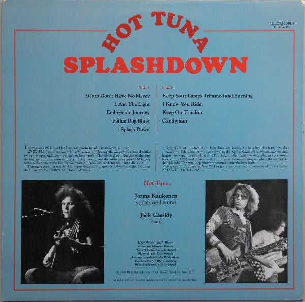 Hot Tuna : Splashdown (LP, Album)