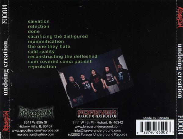 Reprobation : Undoing Creation (CD, Album, Enh)